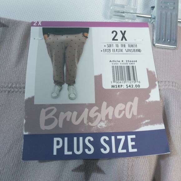 Brushed Pink Star Lounge Joggers Size 2X - Picture 5 of 7